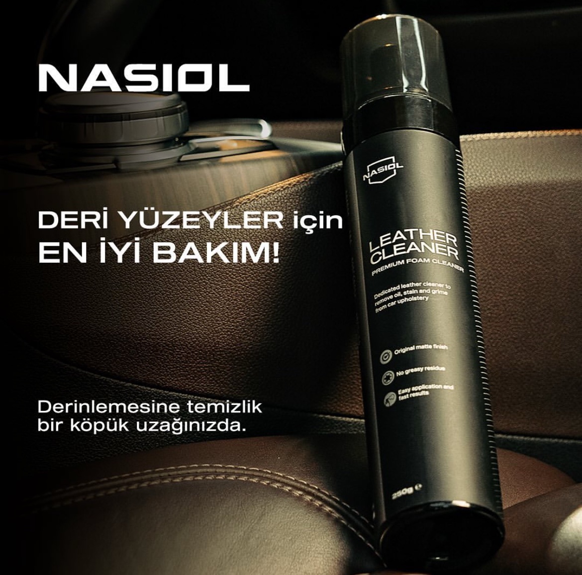 Nasiol Leather Cleaner Premium Köpük Temizleyici 250 gr. - Görsel 3