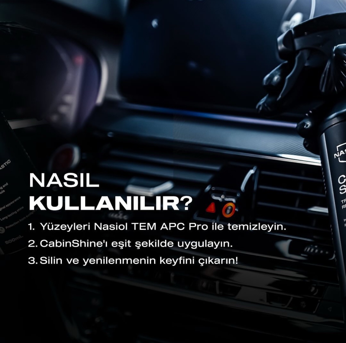 Nasiol Cabin Shine Trim ve Plastik Korucuyu/Yenileyici-500ml - Görsel 4
