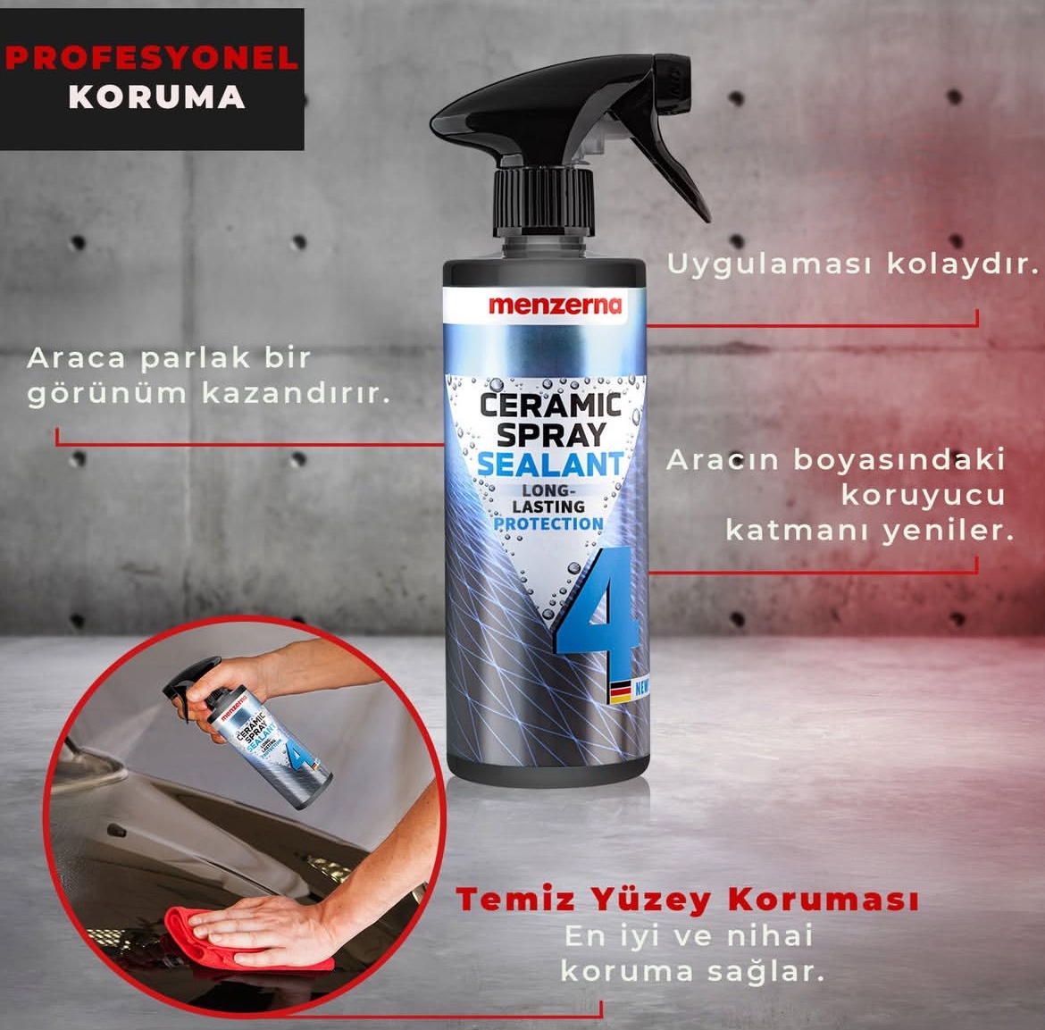 MENZERNA Ceramic Spray Sealant Seramik İçerikli Sprey Boya Koruyucu Cila – 500 ML - Görsel 3