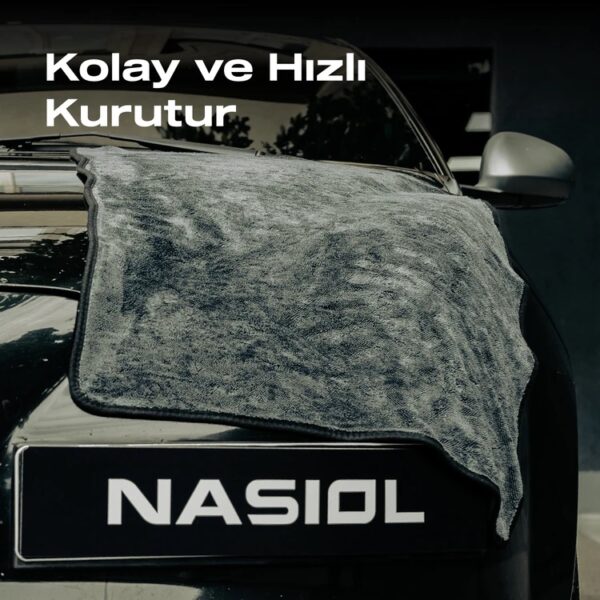 Nasiol Yüksek Su Emici Özellikli Mikrofiber Araç Kurulama Havlusu-50x60cm-600gsm - Görsel 3