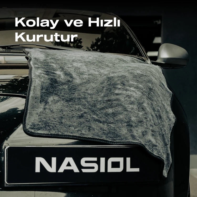 Nasiol Yüksek Su Emici Özellikli Mikrofiber Araç Kurulama Havlusu-50x60cm-600gsm - Görsel 3